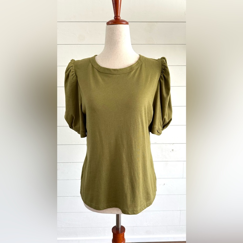 a new day Olive Green Puff Sleeve Tee